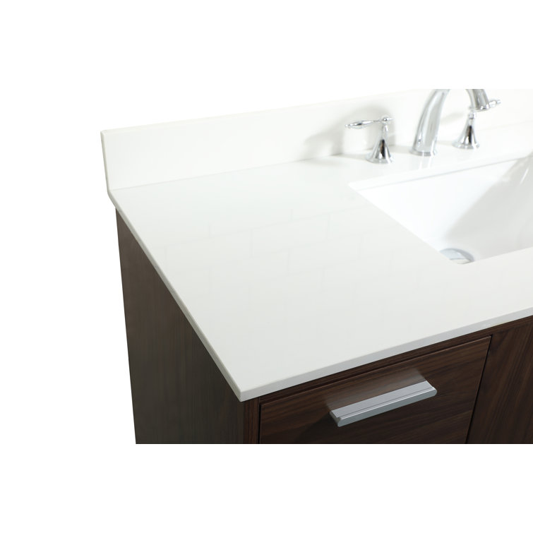Walnut 48" Solid Wood and MDF Bathroom Vanity with Engineered Marble Top