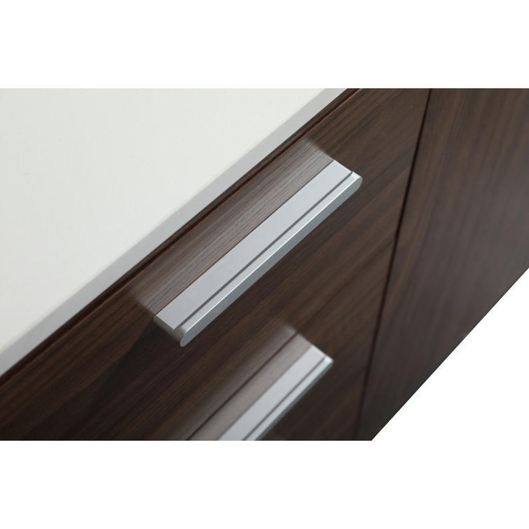 Walnut 48" Solid Wood and MDF Bathroom Vanity with Engineered Marble Top