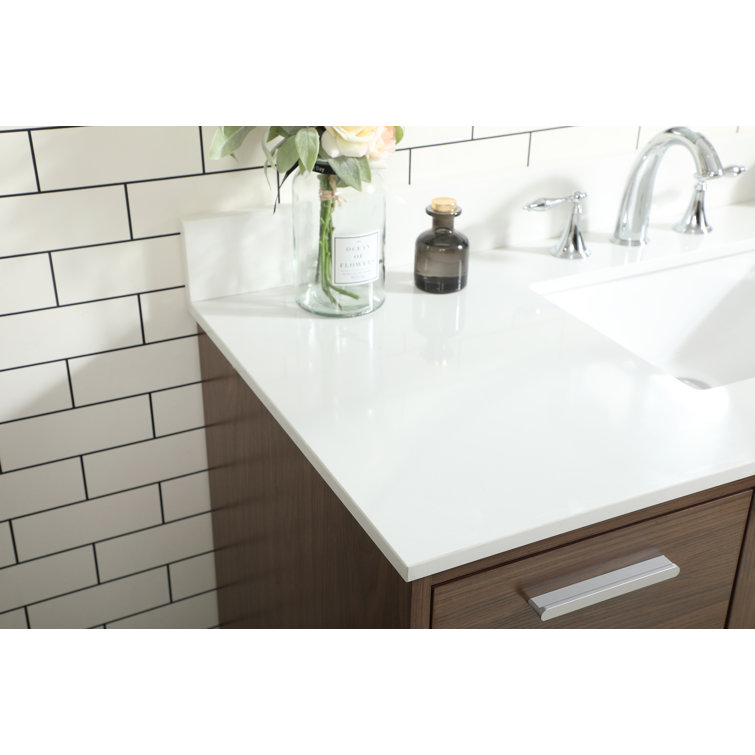 Walnut 48" Solid Wood and MDF Bathroom Vanity with Engineered Marble Top