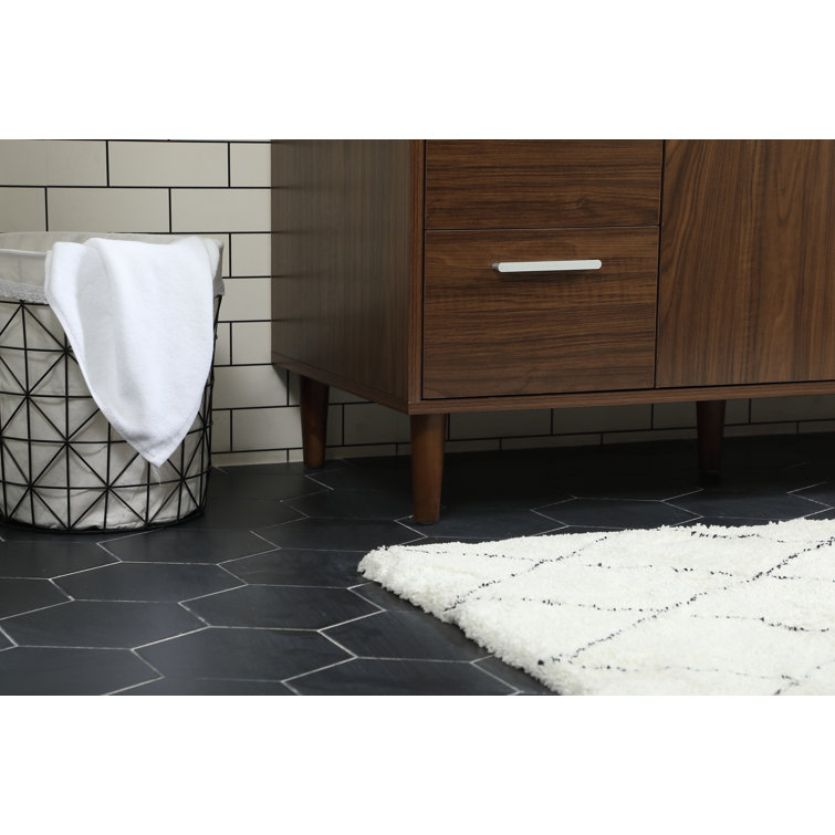 Walnut 48" Solid Wood and MDF Bathroom Vanity with Engineered Marble Top