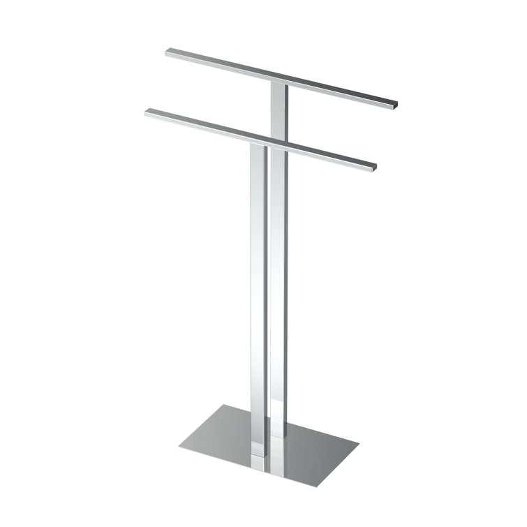 Chrome 32.5" Double Level Floor Standing Towel Holder