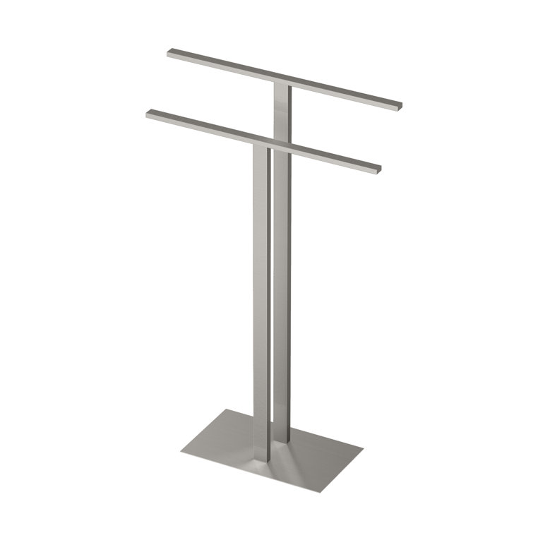 Satin Nickel Double T-Shape Floor Towel Holder
