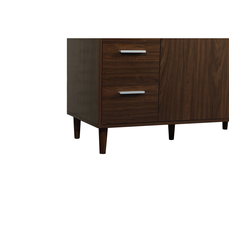 Walnut 48" Solid Wood and MDF Bathroom Vanity with Engineered Marble Top