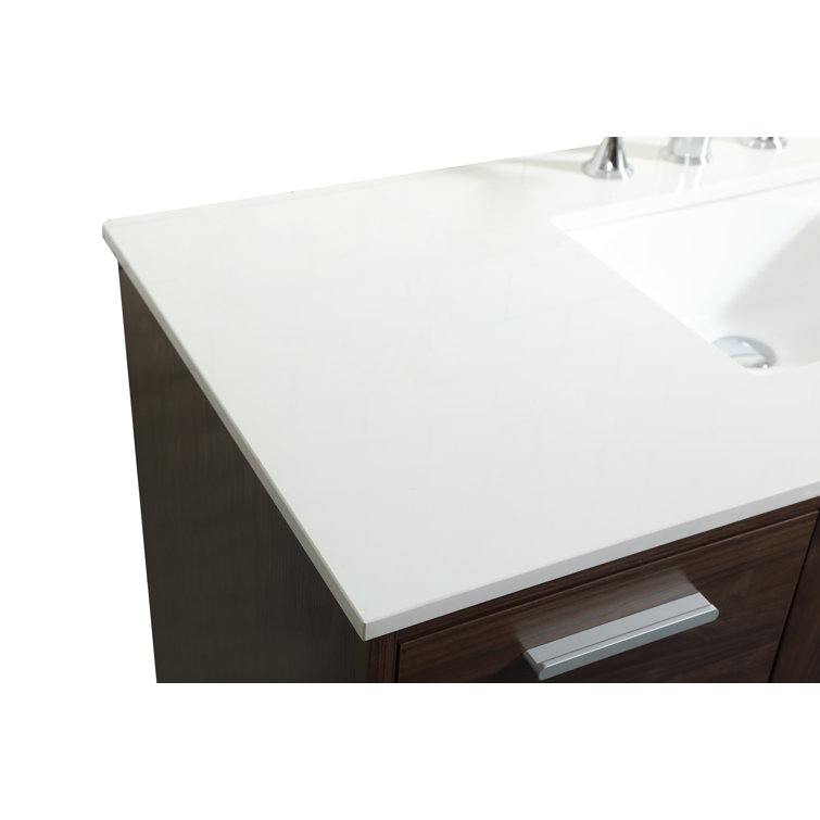 Walnut 48" Solid Wood and MDF Bathroom Vanity with Engineered Marble Top