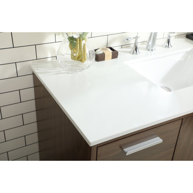 Walnut 48" Solid Wood and MDF Bathroom Vanity with Engineered Marble Top