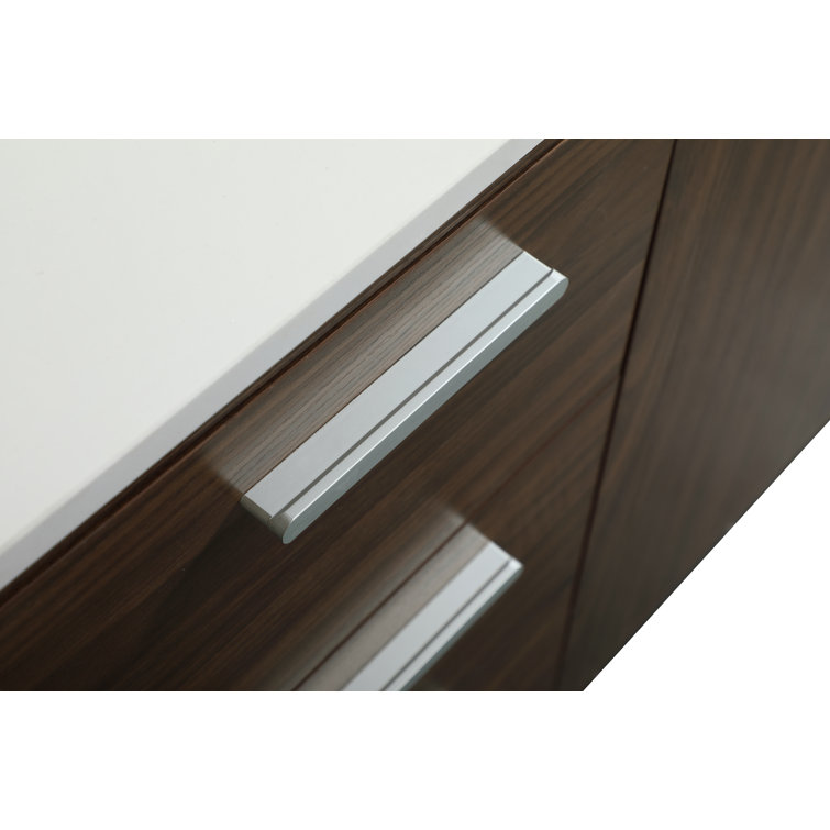 Walnut 48" Solid Wood and MDF Bathroom Vanity with Engineered Marble Top