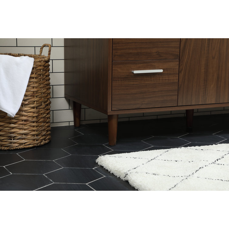 Walnut 48" Solid Wood and MDF Bathroom Vanity with Engineered Marble Top