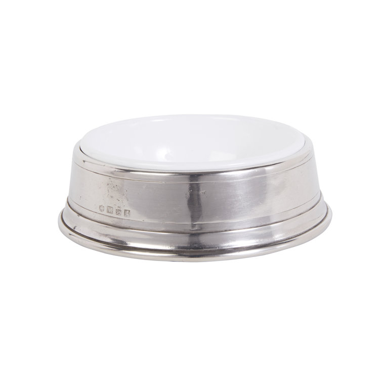 Small Stainless Steel and Porcelain Pet Bowl