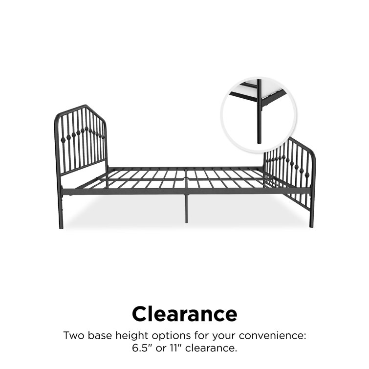 Lavender King Metal Platform Bed Frame with Headboard and Slats