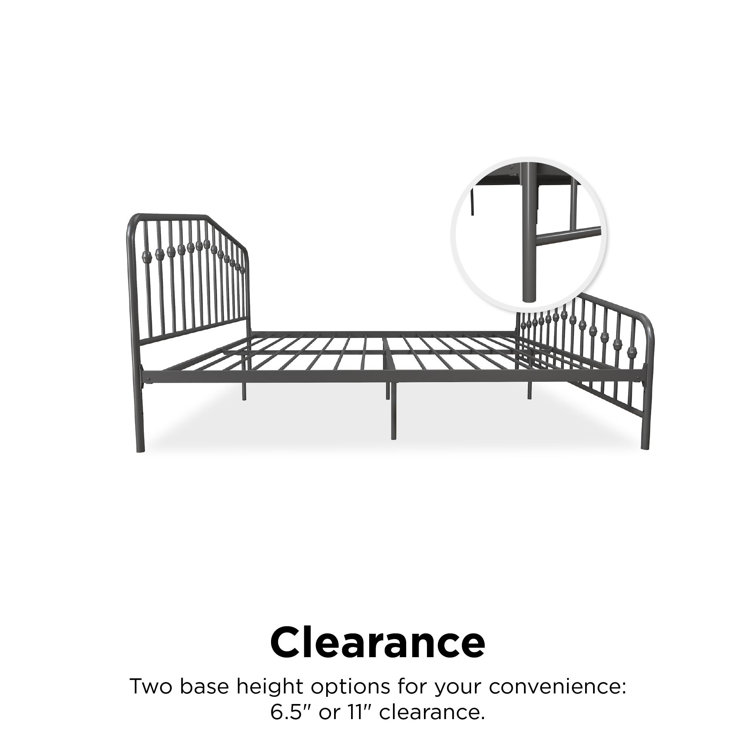 Lavender King Metal Platform Bed Frame with Headboard and Slats