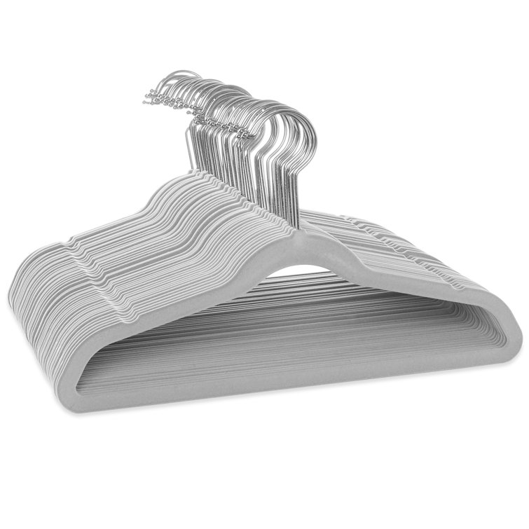 Gray Velvet Non-Slip Kids Clothing Hangers, 14"