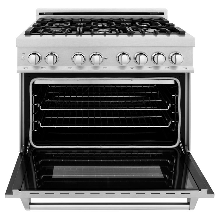 ZLINE 36" DuraSnow Stainless Steel Dual Fuel Range with 6 Burners