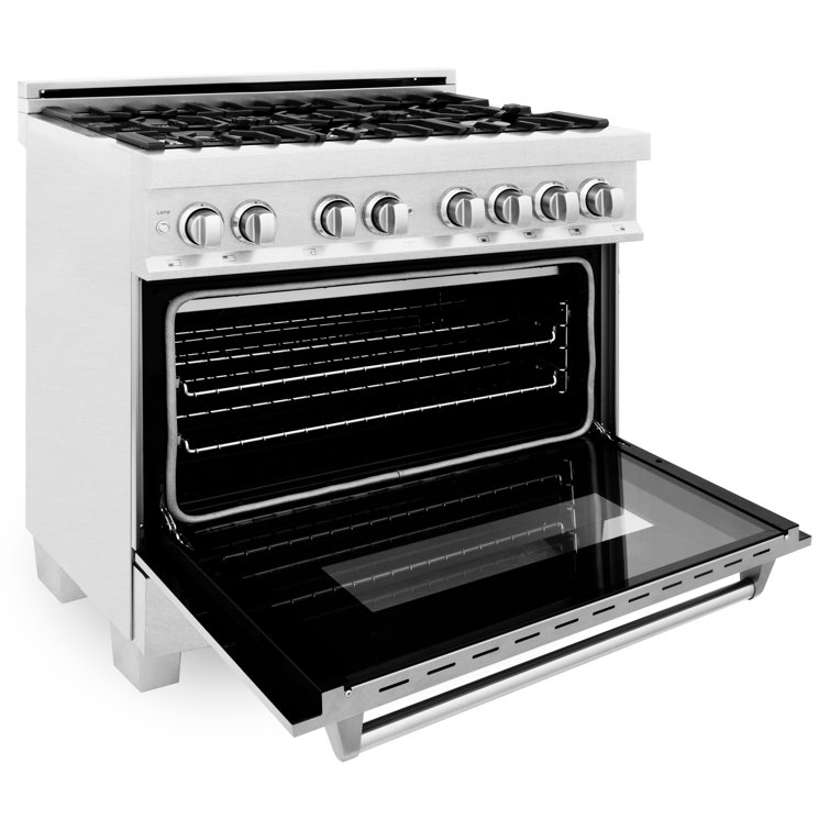 ZLINE 36" DuraSnow Stainless Steel Dual Fuel Range with 6 Burners