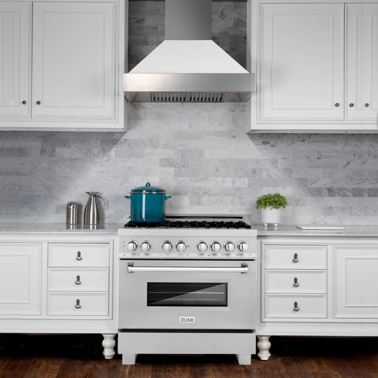 ZLINE 36" DuraSnow Stainless Steel Dual Fuel Range with 6 Burners