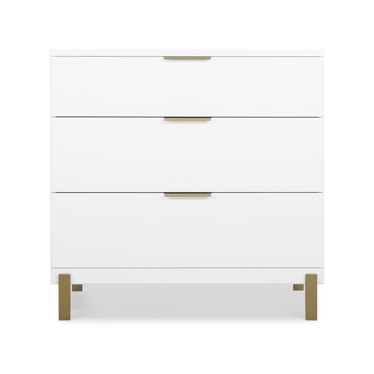 Bianca White and Bronze 3-Drawer Nursery Dresser