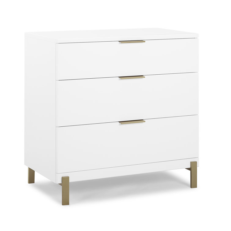 Bianca White and Bronze 3-Drawer Nursery Dresser