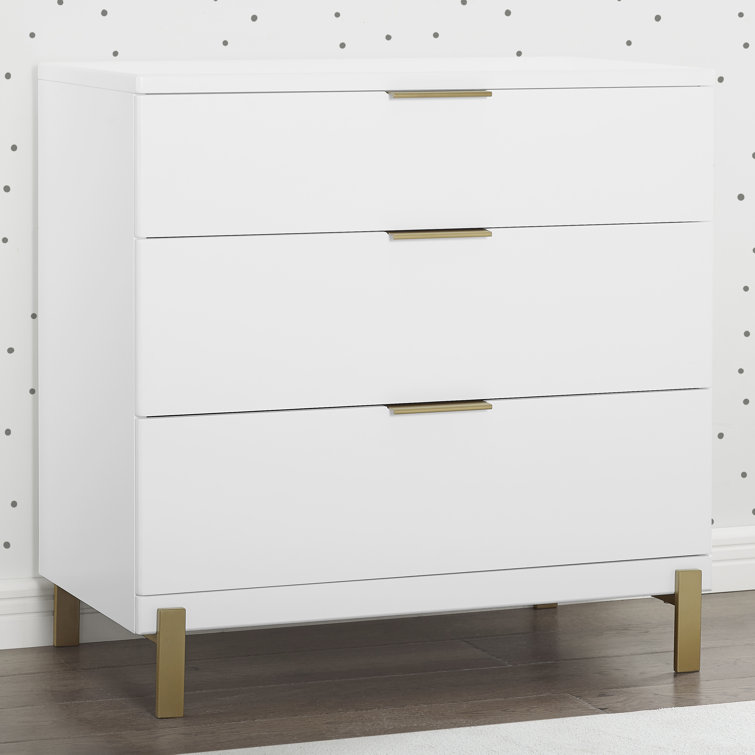 Bianca White and Bronze 3-Drawer Nursery Dresser