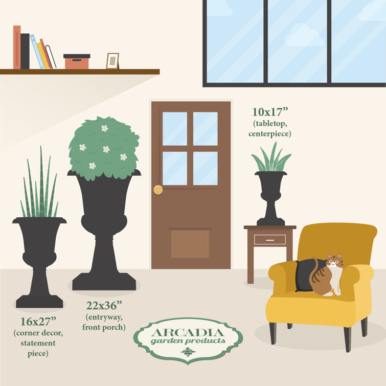 Large Black Plastic Classic Outdoor Urn Planter