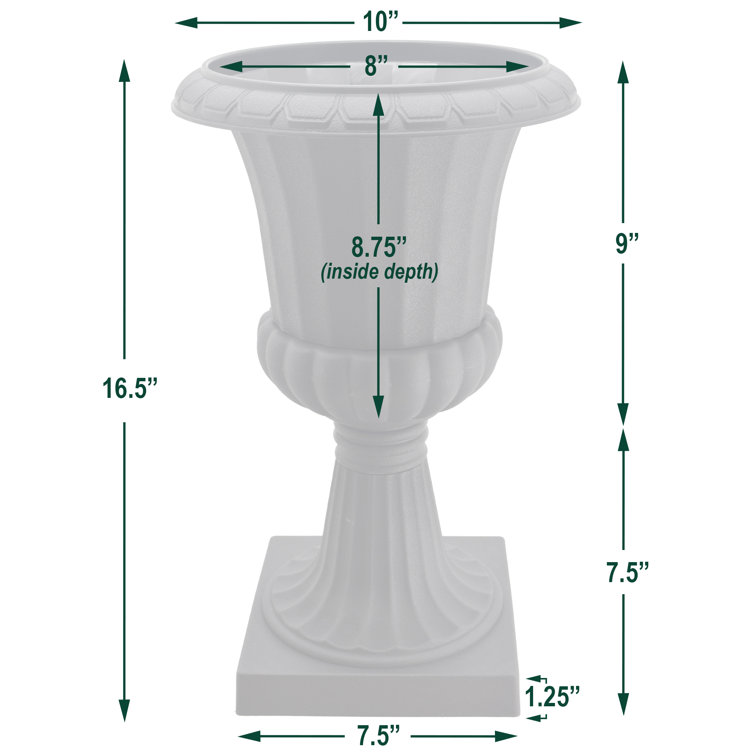 Matte Black Plastic Urn Planter for Indoor/Outdoor Use