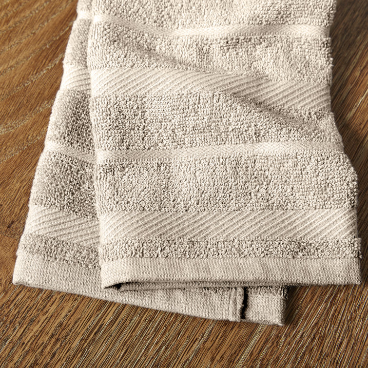 Milkshake Tan and White Cotton Kitchen Towel Set, 16"x26", 4-Pack