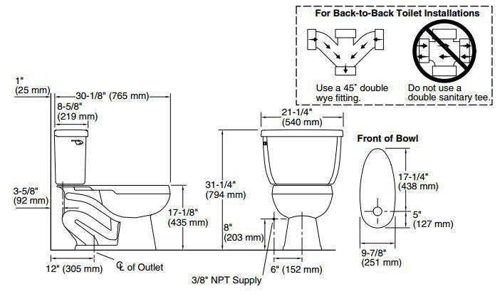 White Vitreous Two-Piece Elongated High Efficiency Toilet