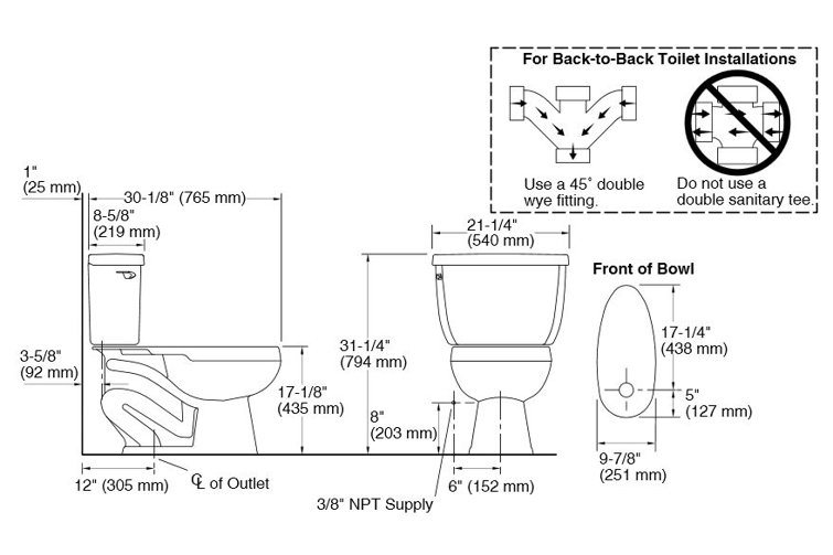 White Vitreous Two-Piece Elongated High Efficiency Toilet