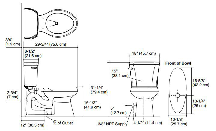 White High Efficiency Elongated Two-Piece Toilet
