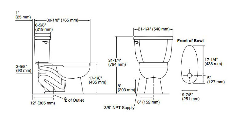 White Vitreous Two-Piece Elongated High Efficiency Toilet