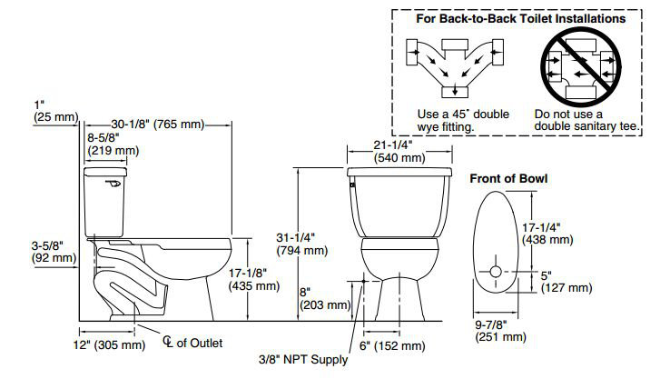 White Vitreous Two-Piece Elongated High Efficiency Toilet