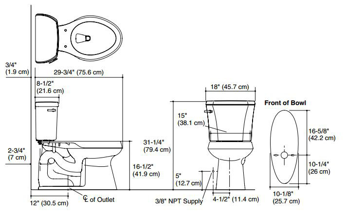 White High Efficiency Elongated Two-Piece Toilet