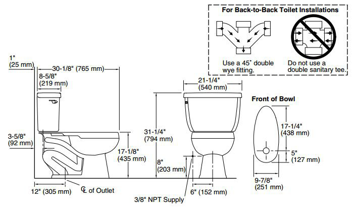 White Vitreous Two-Piece Elongated High Efficiency Toilet