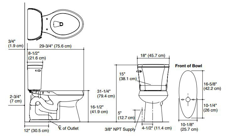 White High Efficiency Elongated Two-Piece Toilet