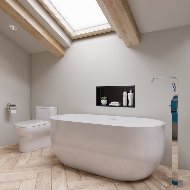 59'' White Acrylic Free Standing Soaking Bathtub