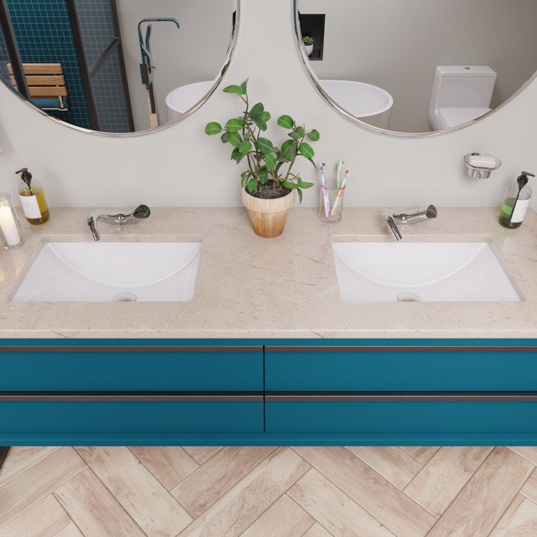 EAGO 22'' White Ceramic Rectangular Undermount Bathroom Sink