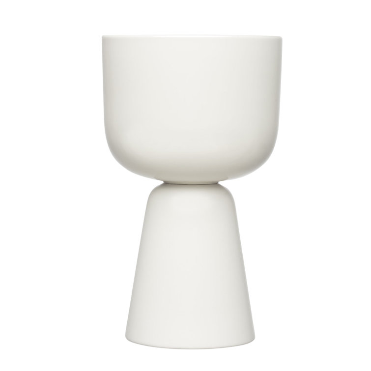 Scandinavian Matte White Ceramic Tabletop Planter, 11.81"