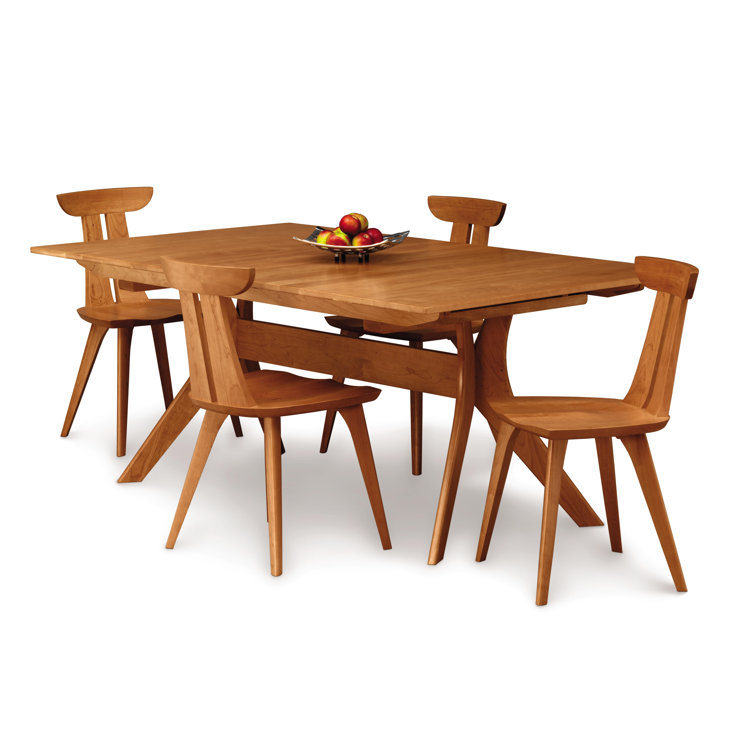 Estelle Natural Cherry Solid Wood Slat Back Upholstered Side Chair