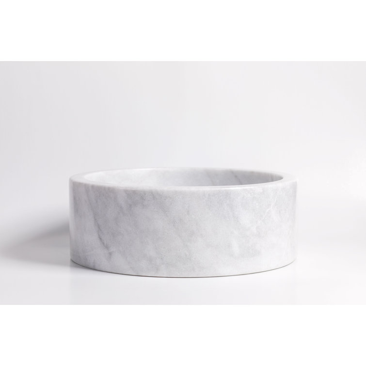 Blizz Blanc Marble Round Bathroom Vessel Sink