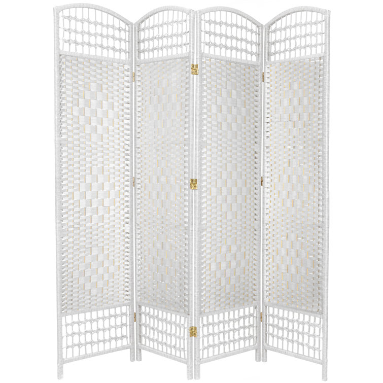 White 5 1/2 ft. Tall Fiber Weave 4-Panel Room Divider