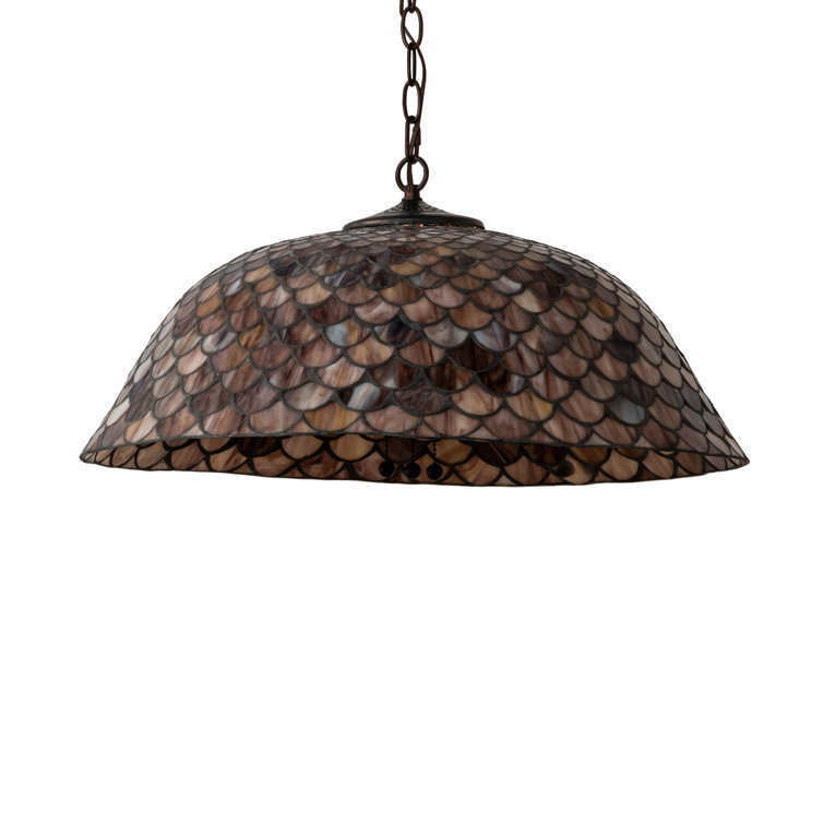 Mahogany Bronze 3-Light Indoor/Outdoor Globe Pendant with Ruby Coral Glass