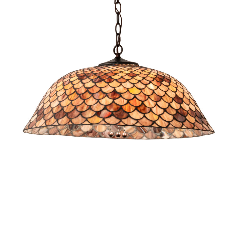 Mahogany Bronze 3-Light Indoor/Outdoor Globe Pendant with Ruby Coral Glass