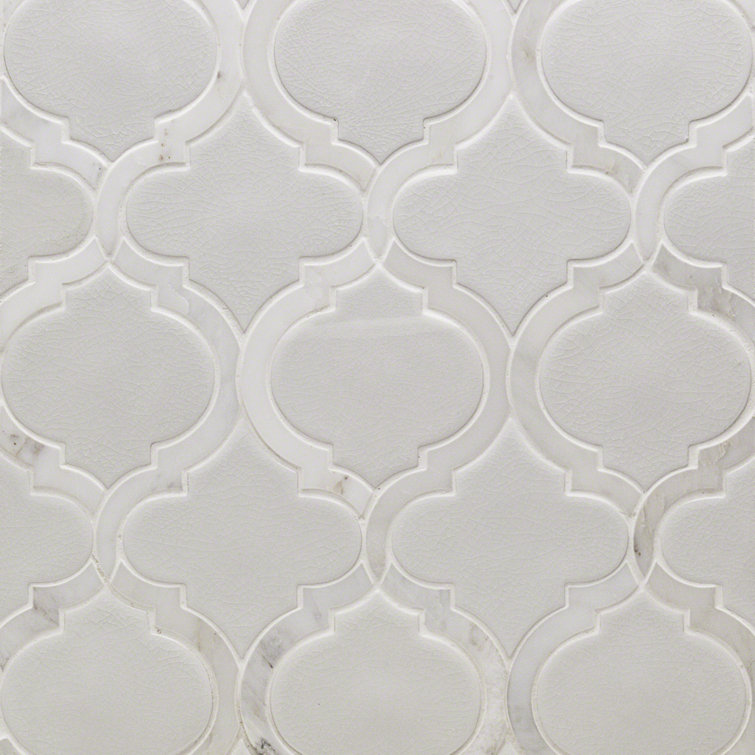 Glacier White Arabesque Ceramic Mosaic Tile Sheet