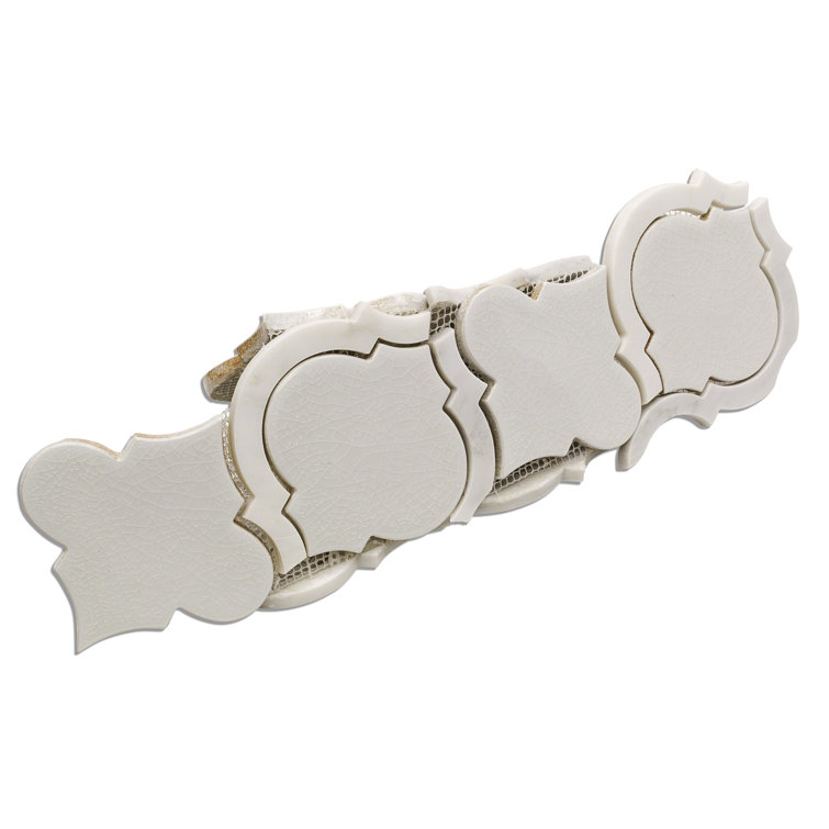 Glacier White Arabesque Ceramic Mosaic Tile Sheet