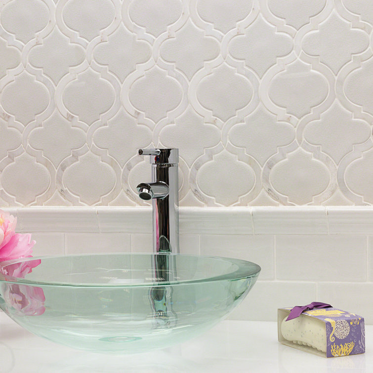 Glacier White Arabesque Ceramic Mosaic Tile Sheet