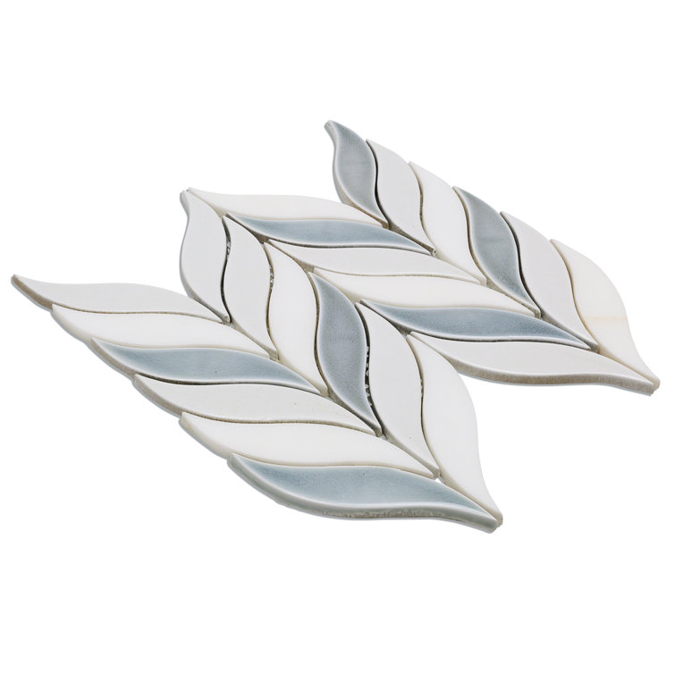 Arctic Blue and White Ceramic Fish Scale Mosaic Wall Tile
