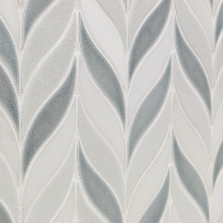 Arctic Blue and White Ceramic Fish Scale Mosaic Wall Tile