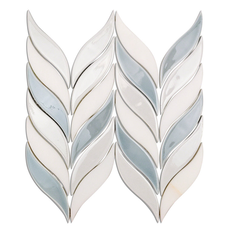 Arctic Blue and White Ceramic Fish Scale Mosaic Wall Tile