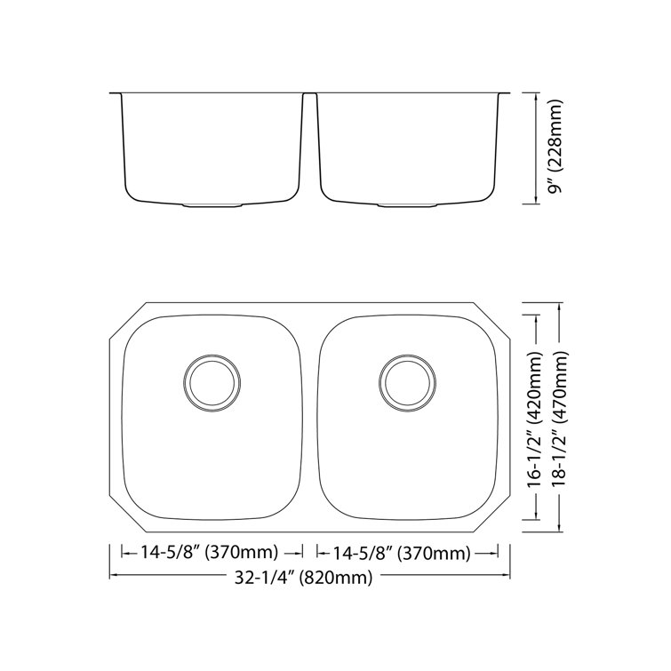 Brushed Satin Double Bowl Stainless Steel Undermount Kitchen Sink