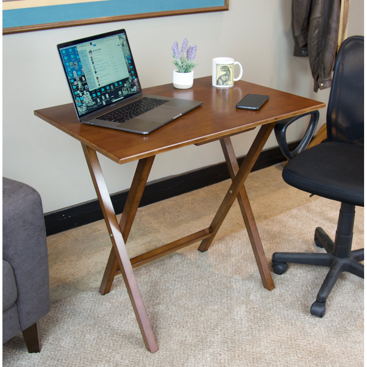 Caramel Bamboo Folding Desk with Rounded Edges