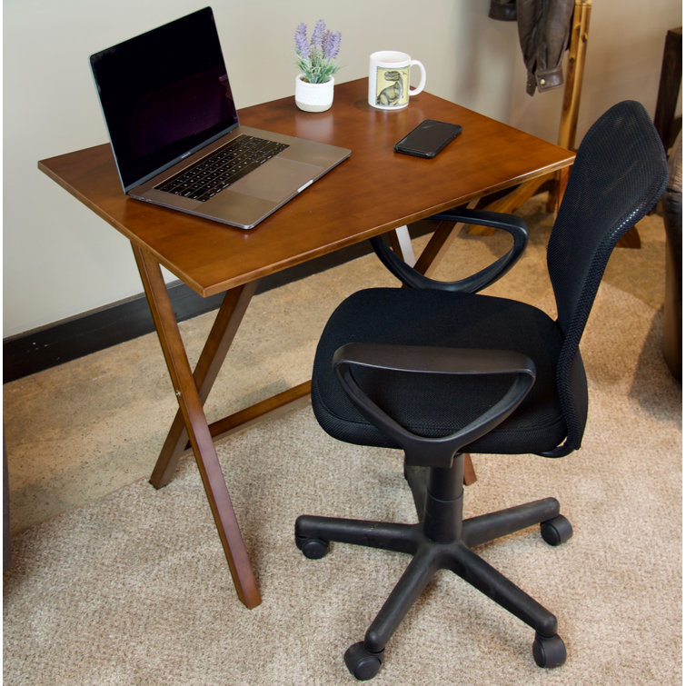 Caramel Bamboo Folding Desk with Rounded Edges