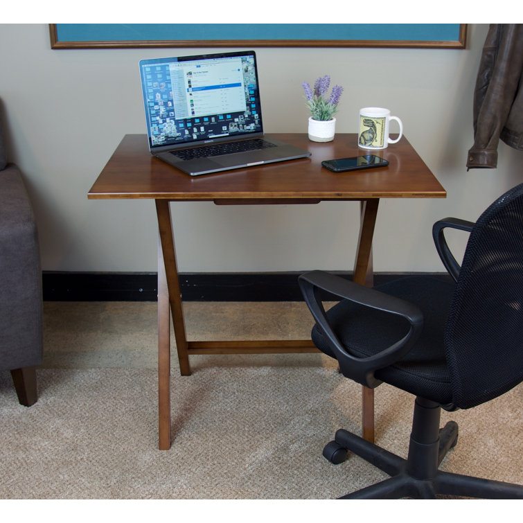Caramel Bamboo Folding Desk with Rounded Edges